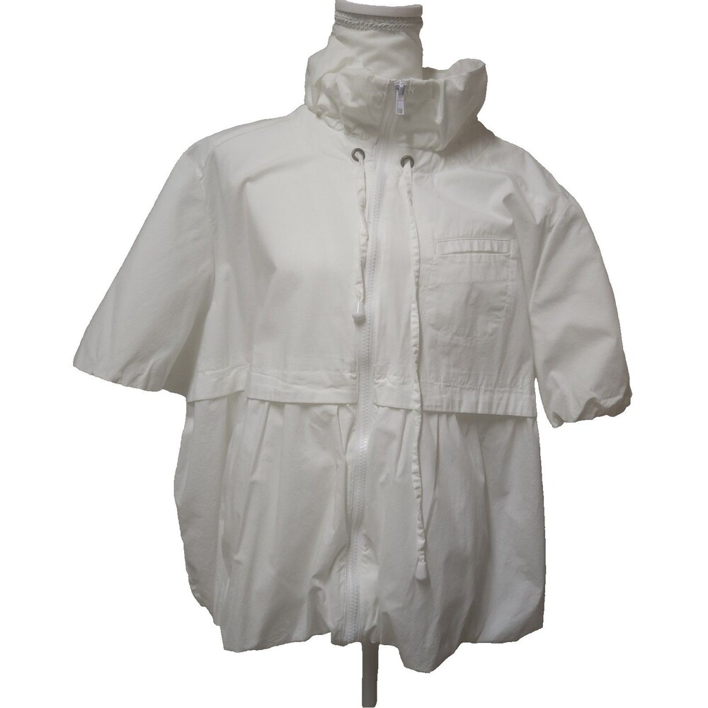 Lane Bryant Jacket Womens 24 White Zip Up Pockets Bubble hem Cotton